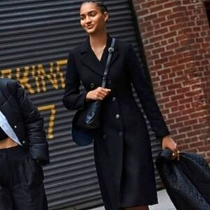 J. Crew Black Double-Breasted Coat